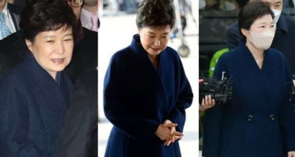6년 째 입은 박근혜 전 대통령 남색코트.